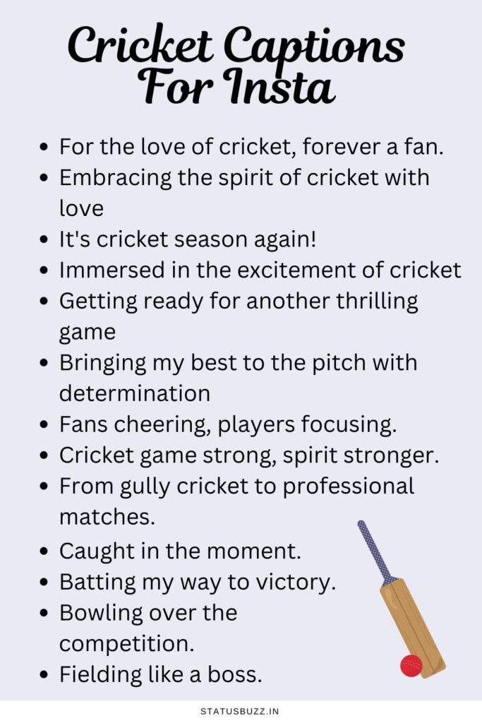 cricket captions for insta