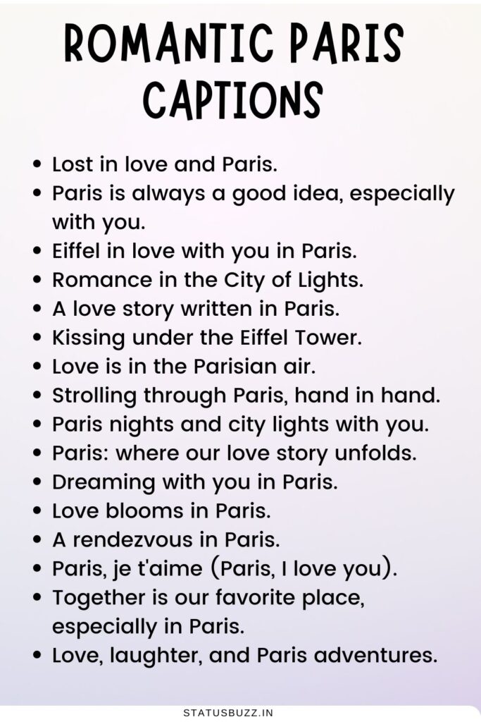 romantic paris captions