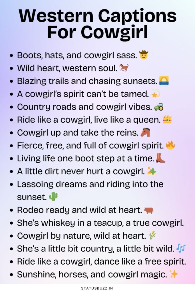 western captions for cowgirl