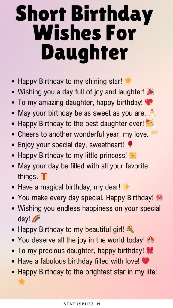 Short Birthday Wishes For Daughter