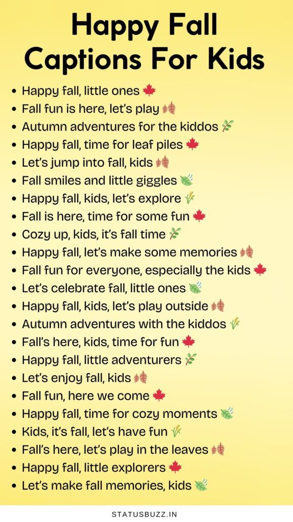 fall captions for kids