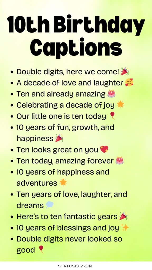 10th birthday captions