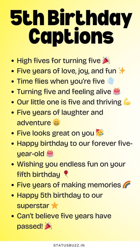 5th birthday captions