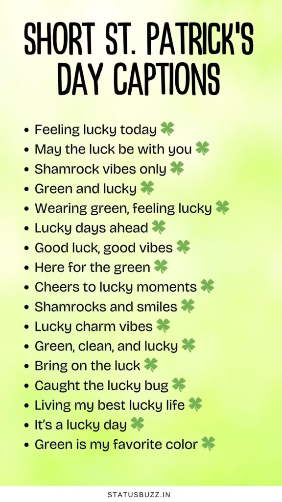 short St Patrick’s Day Captions