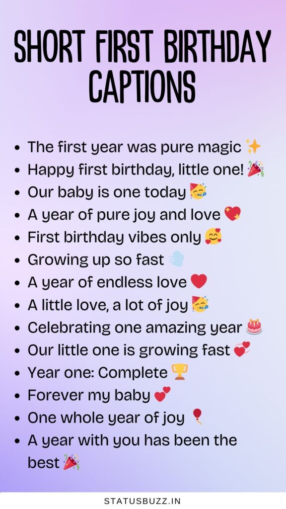 short first birthday captions