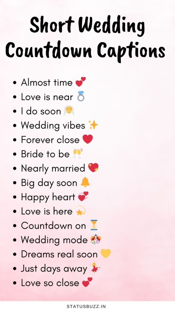 short wedding countdown captions