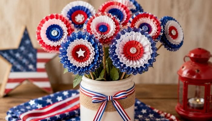 Patriotic Cupcake Liner Flowers