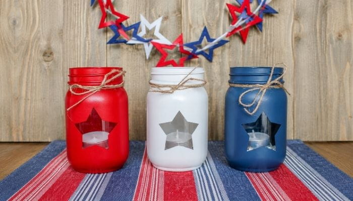 Patriotic Mason Jar Lanterns