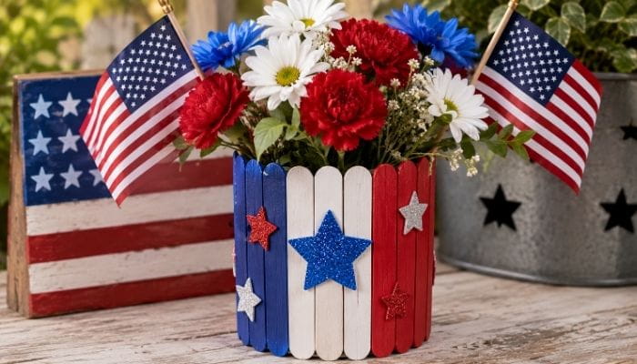 Patriotic Popsicle Stick Vase