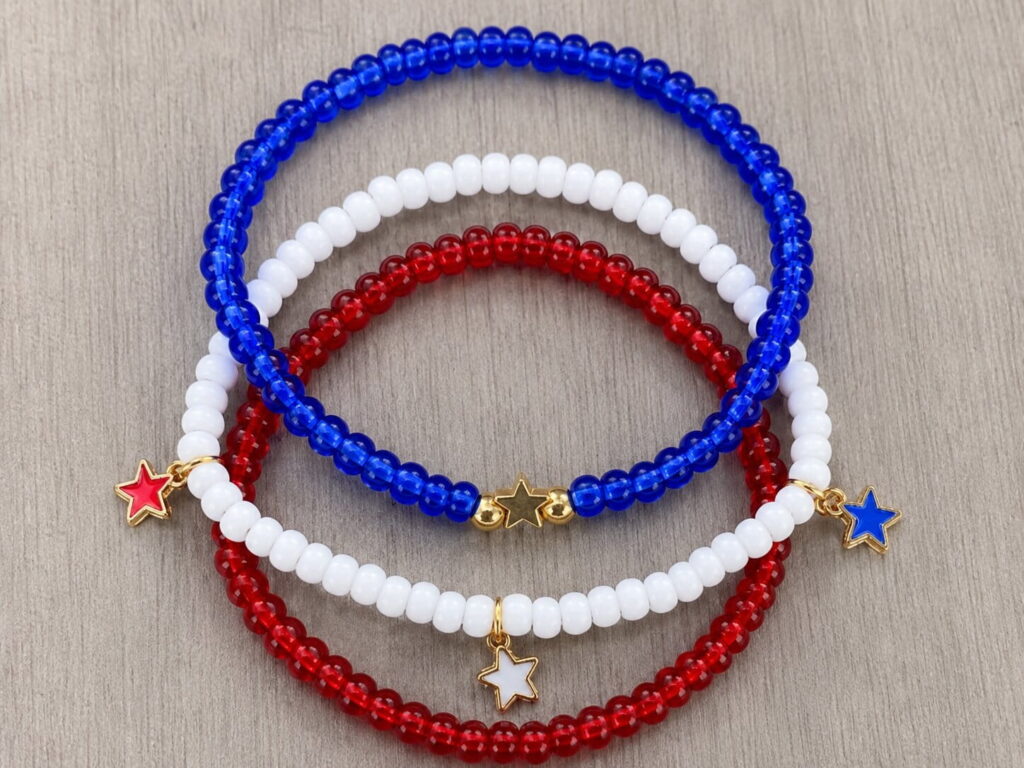 Red, White, and Blue Bead Bracelets