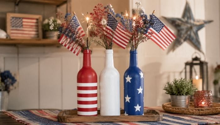 Wine Bottle Flag Display