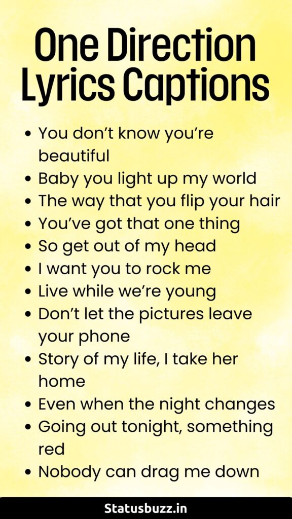 One Direction Lyrics Captions