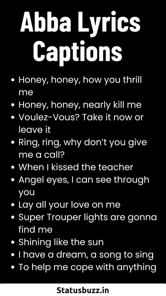 Abba Lyrics Captions
