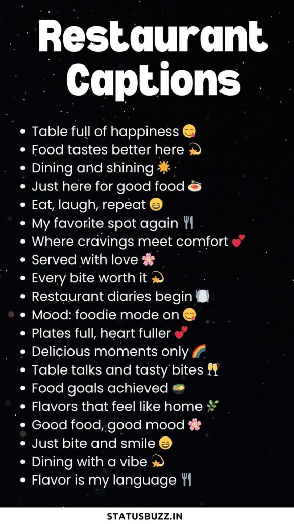 restaurant captions