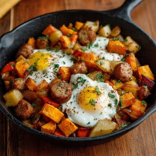 Butternut, Apple, and Chicken Sausage Hash