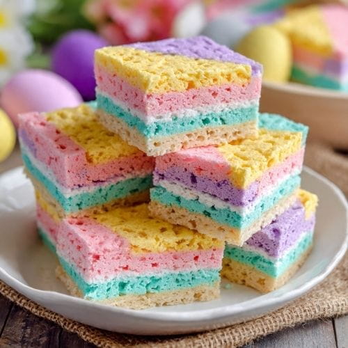 Layered Peeps Rice Krispies Treats