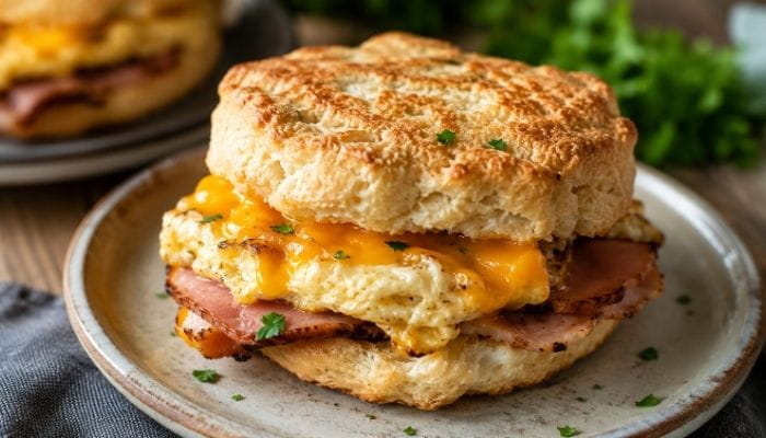 Cheddar and Onion Scottish Breakfast Sandwich