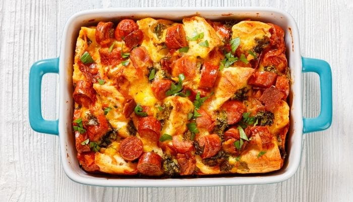Overnight Egg Bake with Sausage & Kale
