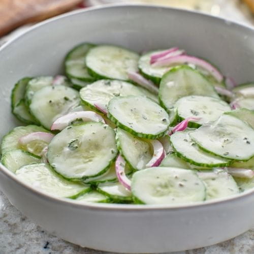 Sliced Cucumbers with Tzatziki