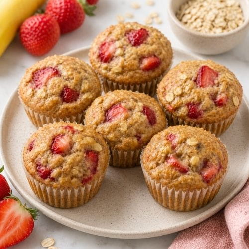 Strawberry Banana Oatmeal Muffins