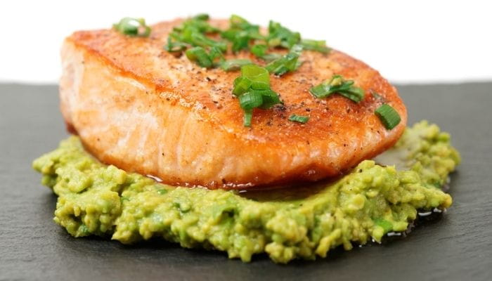 Baked Salmon with Avocado Mash