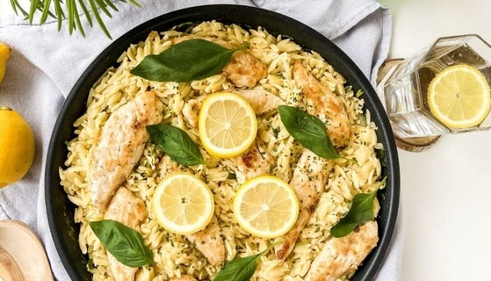 Lemon Basil Orzo with Chicken