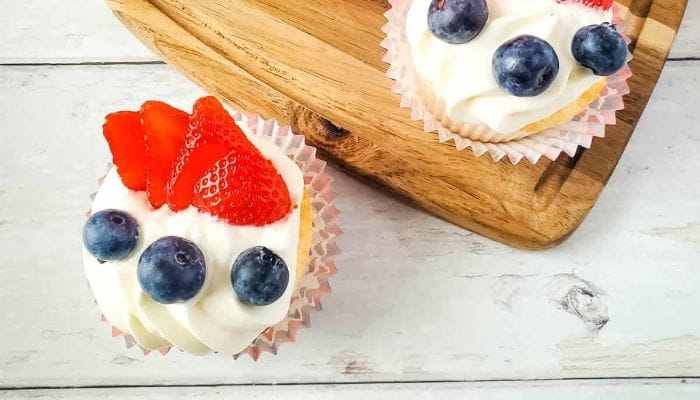 Red, White & Blue Angel Food Cake Cupcakes