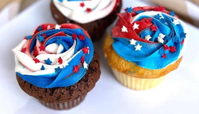 Red, White & Blue Swirl Cupcakes