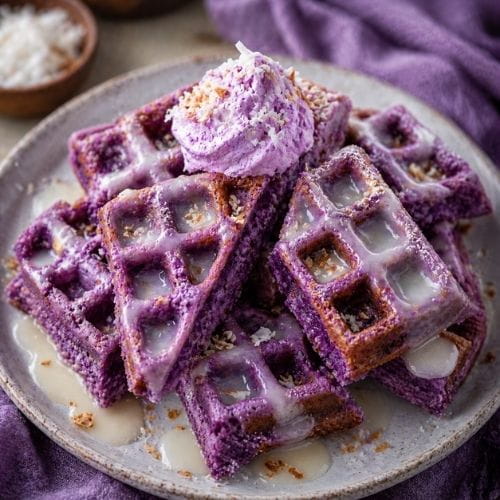Ube Mochi Waffles