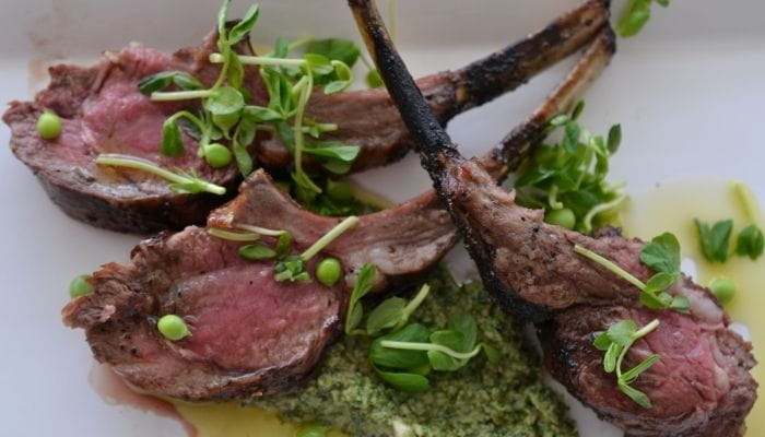 Grilled Lamb Chops with Mint Pesto