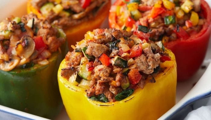 Slow Cooker Ground Turkey Stuffed Peppers