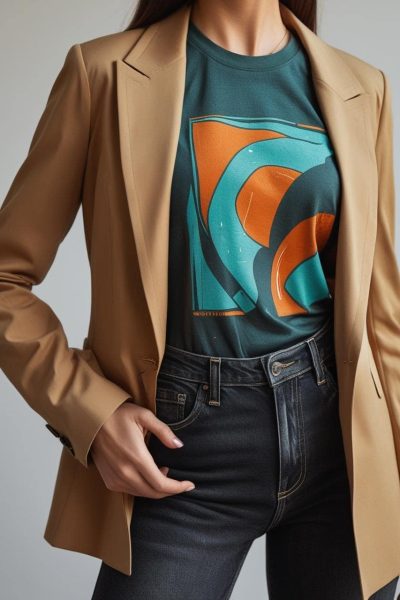 Graphic Tee + Blazer + Jeans